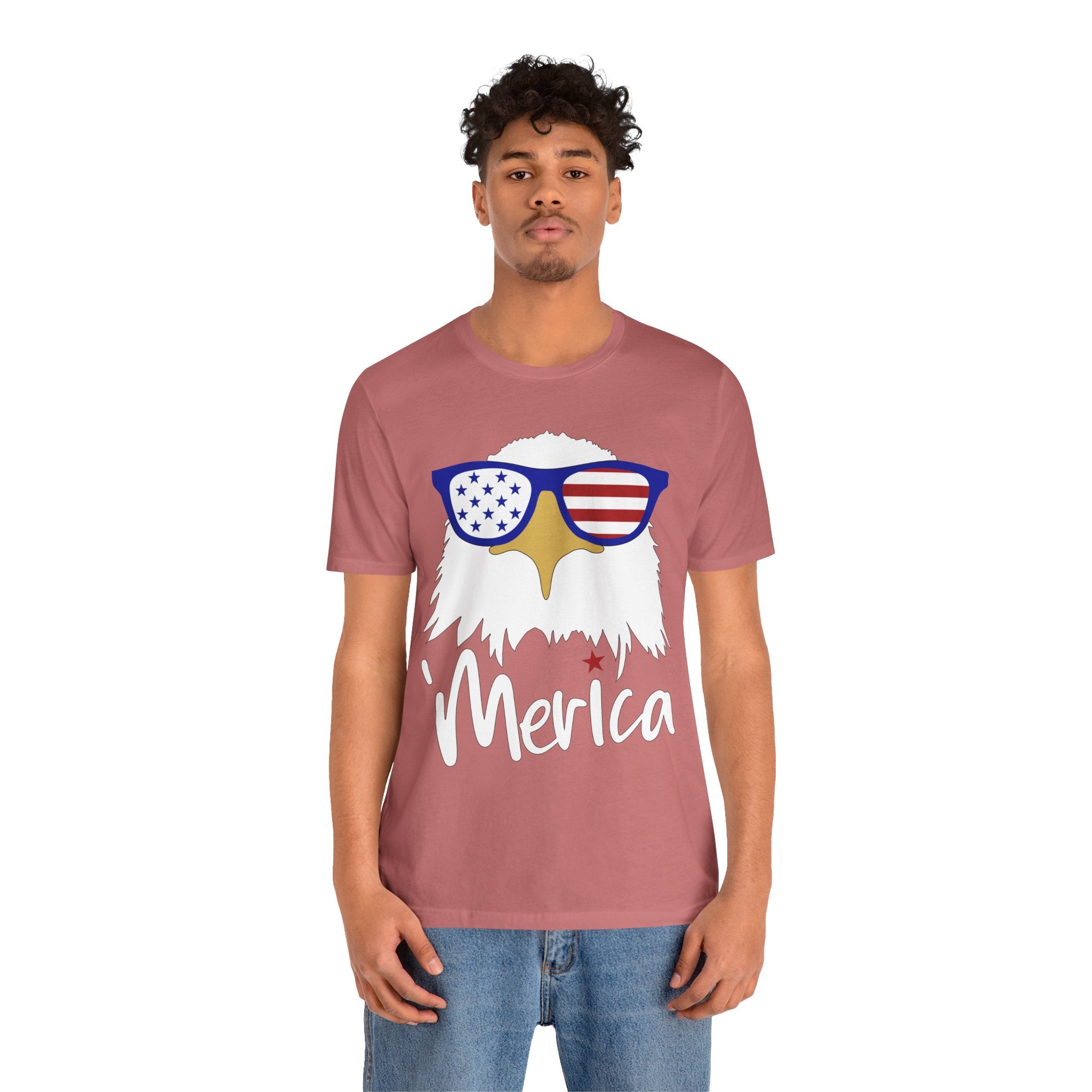 'Merica Eagle T-Shirt – Patriotic Bald Eagle with American Flag Sunglasses