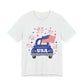 Patriotic USA Tee — Vintage Truck with American Flag & Fireworks, Sizes S–3XL