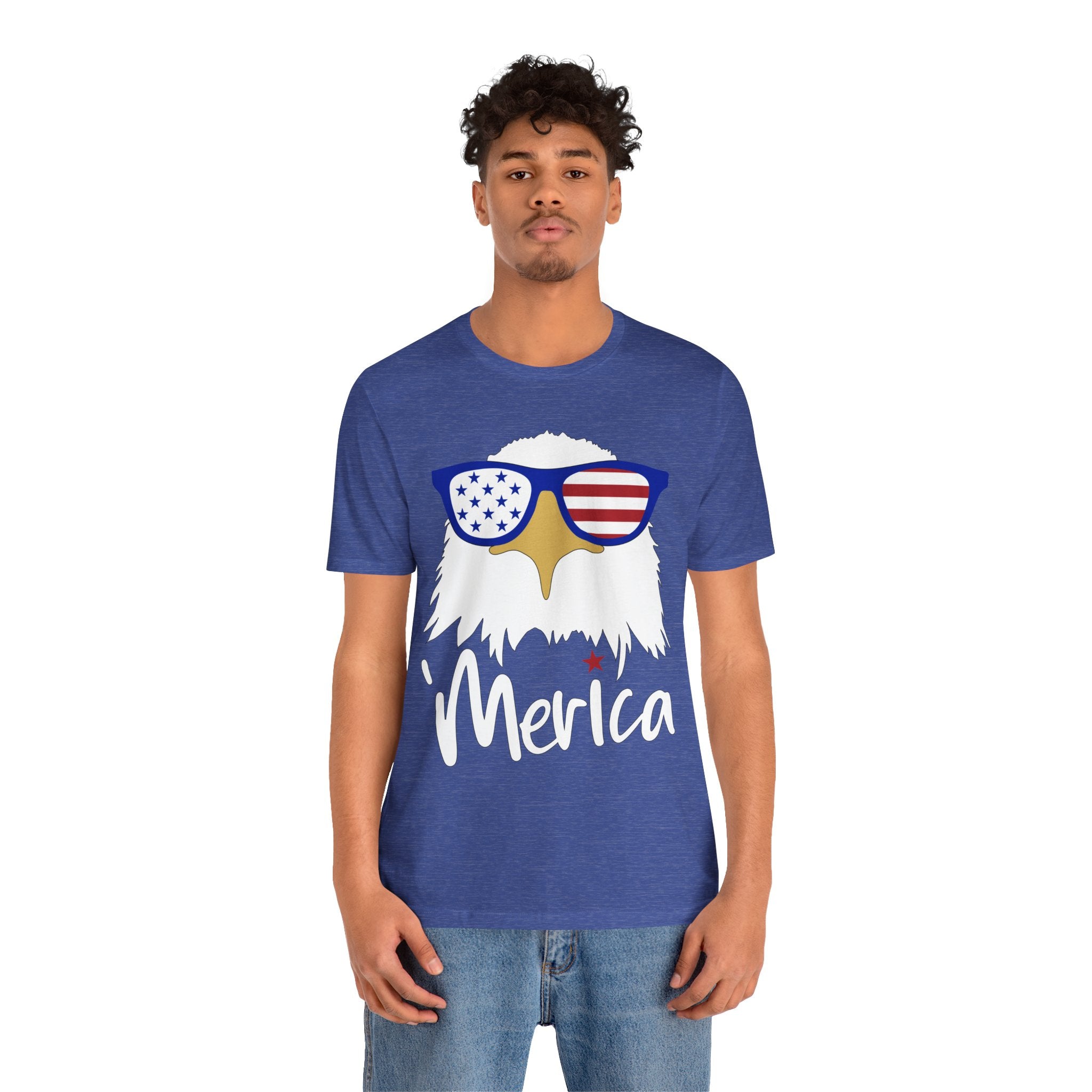 'Merica Eagle T-Shirt – Patriotic Bald Eagle with American Flag Sunglasses