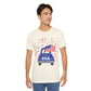 Patriotic USA Tee — Vintage Truck with American Flag & Fireworks, Sizes S–3XL