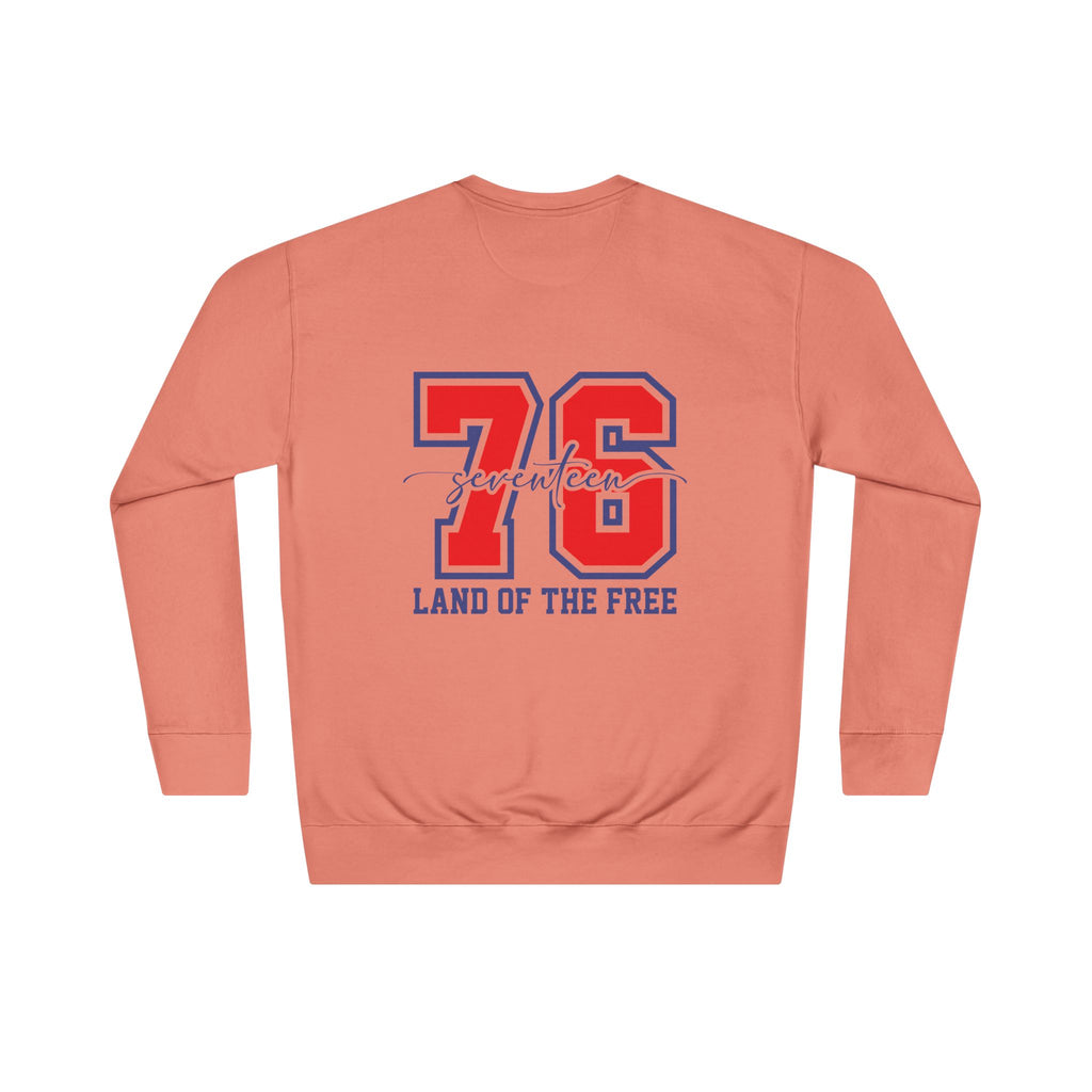 America 1776 Crewneck Sweatshirt – 76 Land of the Free Patriotic Pullover