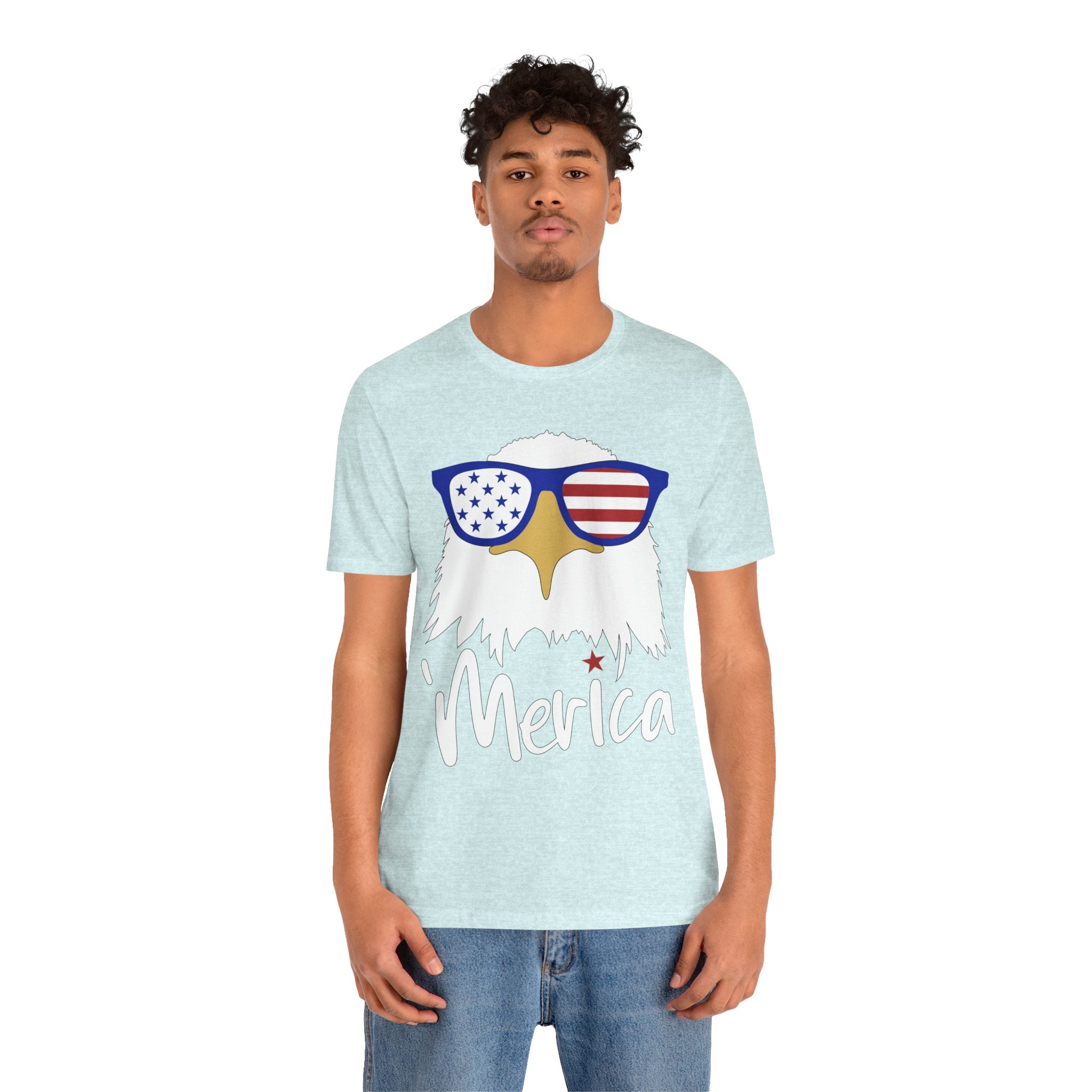 'Merica Eagle T-Shirt – Patriotic Bald Eagle with American Flag Sunglasses