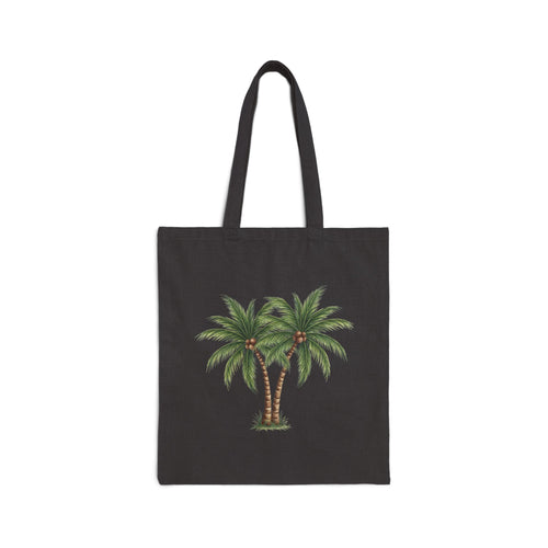 Palm Tree Canvas Tote Bag — Tropical Eco-Friendly Cotton Shopping Bag