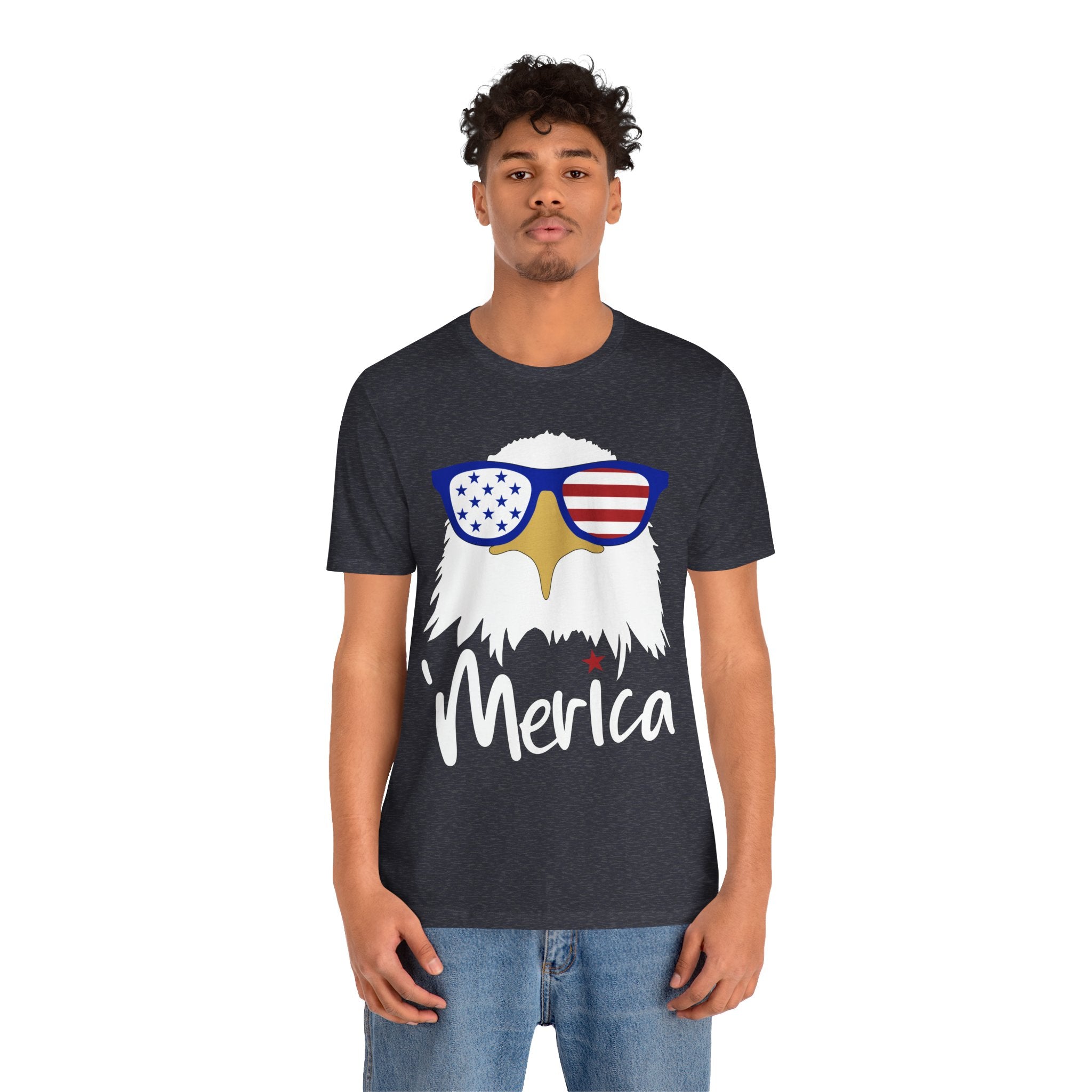 'Merica Eagle T-Shirt – Patriotic Bald Eagle with American Flag Sunglasses
