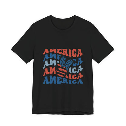 America Peace Sign T-Shirt — Retro Patriotic 4th of July Tee, Sizes XS–4XL