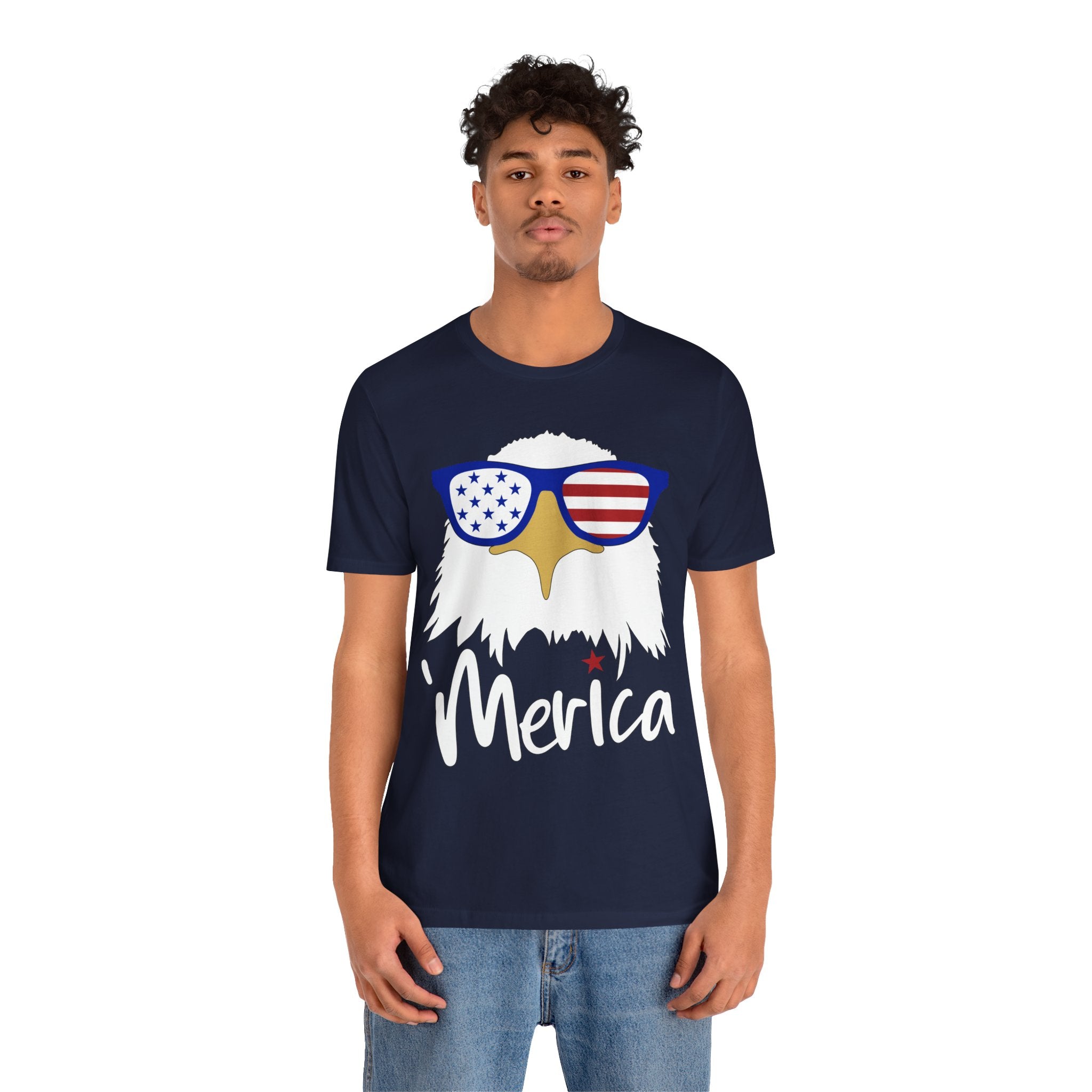 'Merica Eagle T-Shirt – Patriotic Bald Eagle with American Flag Sunglasses