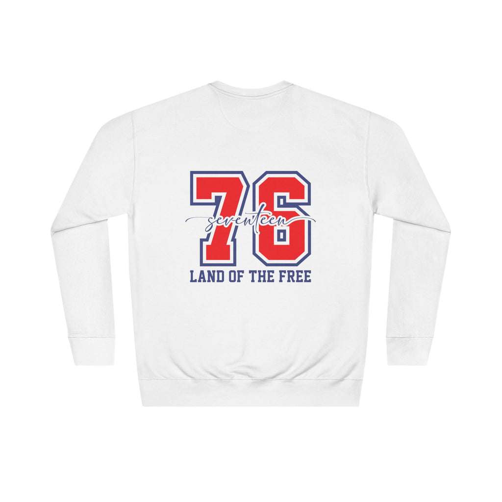 America 1776 Crewneck Sweatshirt – 76 Land of the Free Patriotic Pullover