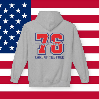 America 1776 Hoodie — '76 Land of the Free Patriotic Pullover, Sizes S–5XL