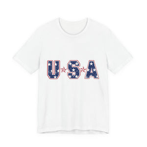 USA Stars Patriotic T-Shirt — Red, White & Blue Fourth of July Tee, Sizes XS–4XL