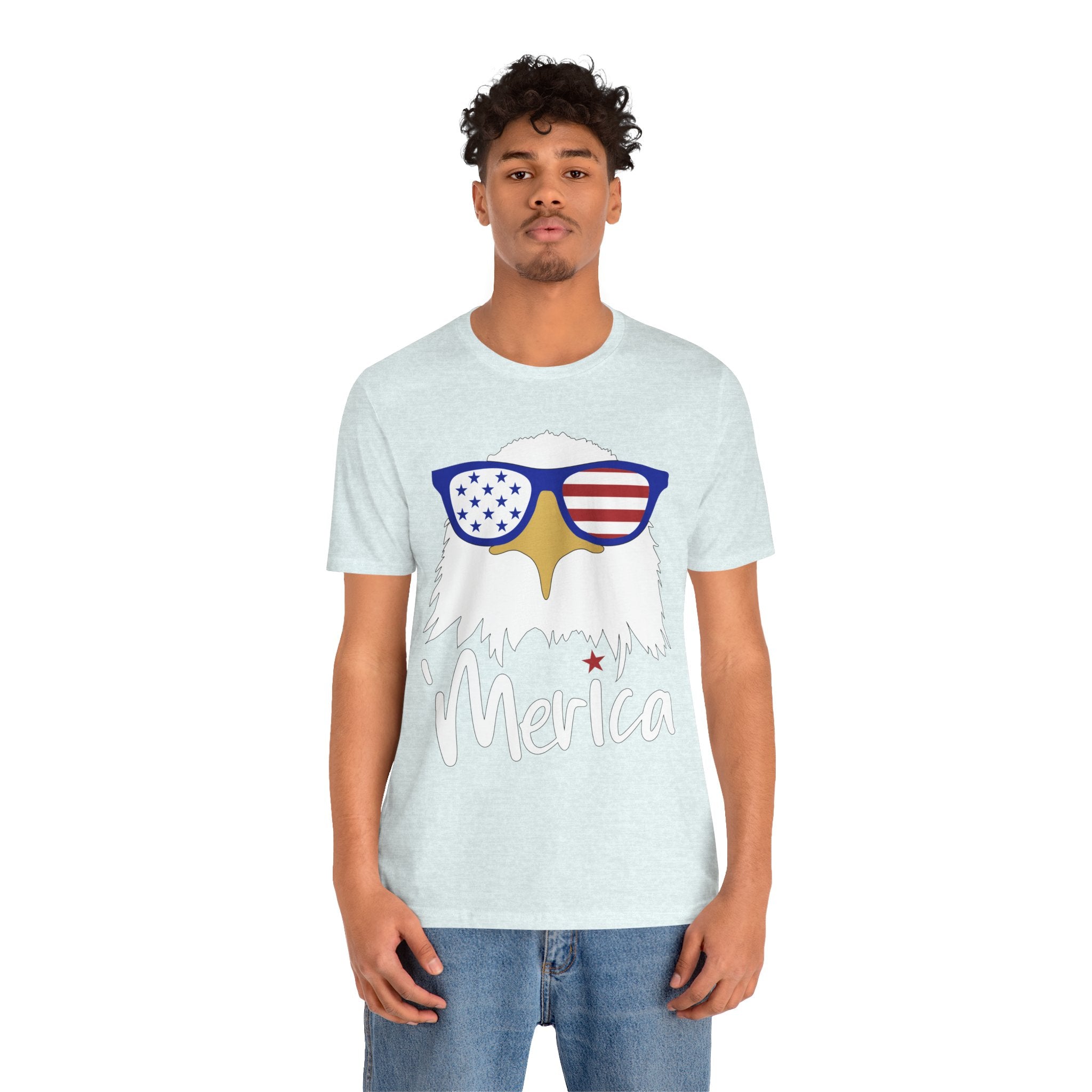 'Merica Eagle T-Shirt – Patriotic Bald Eagle with American Flag Sunglasses