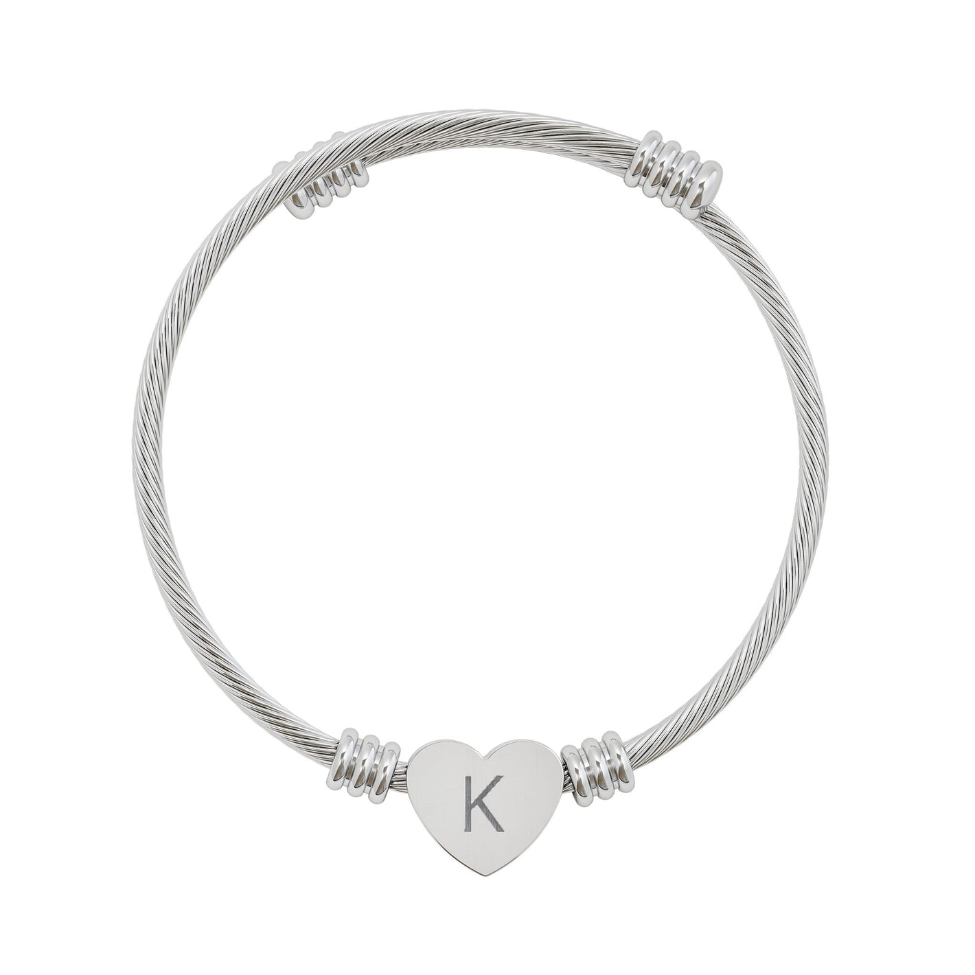 Engravable Heart Cuff Bracelet — Personalized Heart Charm