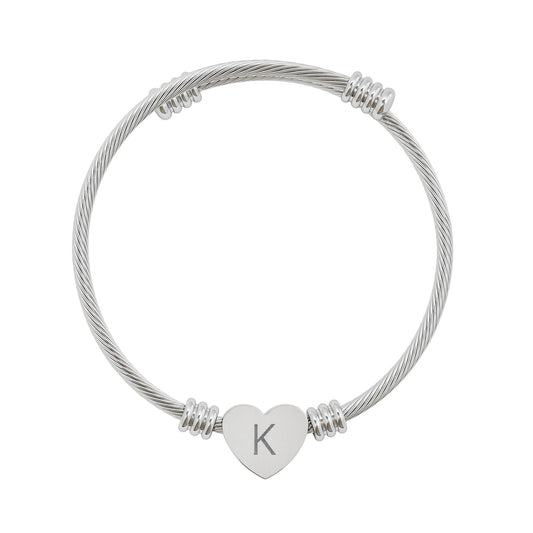 Engravable Heart Cuff Bracelet — Personalized Heart Charm
