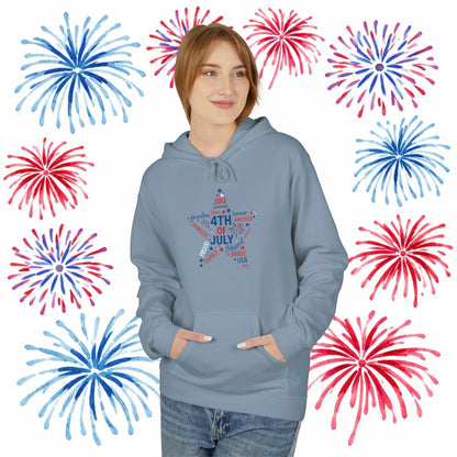 4th of July Star Hoodie — Patriotic USA Star Graphic Pullover, Sizes S–5XL