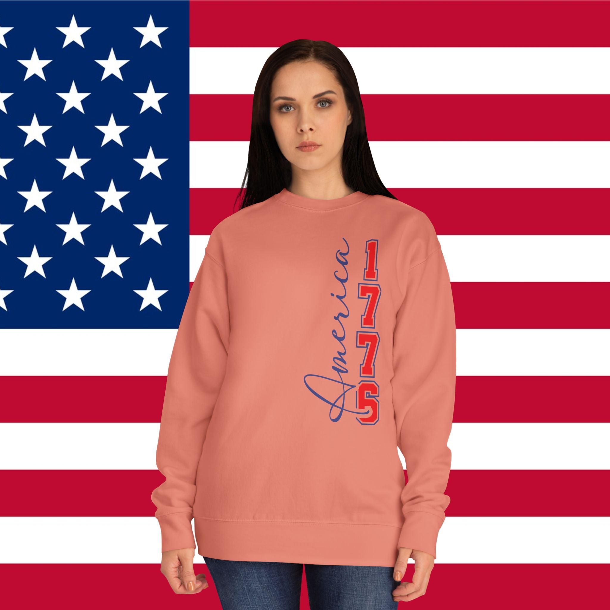 America 1776 Crewneck Sweatshirt – 76 Land of the Free Patriotic Pullover