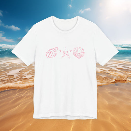 Beach Shell Tee — Pink Seashell Trio Graphic T-Shirt