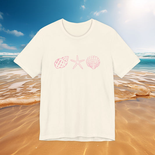 Beach Shell Tee — Pink Seashell Trio Graphic T-Shirt