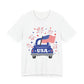 Patriotic USA Tee — Vintage Truck with American Flag & Fireworks, Sizes S–3XL