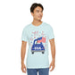 Patriotic USA Tee — Vintage Truck with American Flag & Fireworks, Sizes S–3XL
