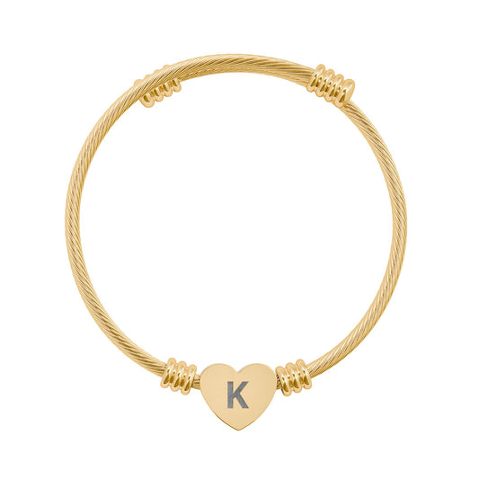 Engravable Heart Cuff Bracelet — Personalized Heart Charm
