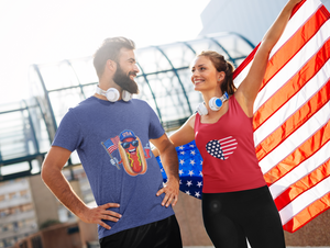 Fourth of July Funny Hot Dog Tee — Patriotic BBQ Graphic T-Shirt, Sizes XS–4XL