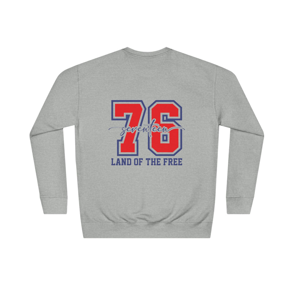 America 1776 Crewneck Sweatshirt – 76 Land of the Free Patriotic Pullover