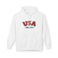 USA EST.1776 Hoodie — Retro Patriotic Fleece Pullover, Sizes S–5XL