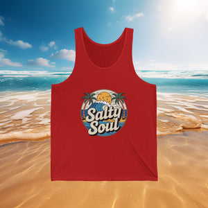 Salty Soul Beach Tank Top — Retro Palm Tree Summer Tank, Sizes XS–2XL