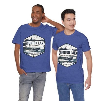 Houghton Lake Michigan Lakeside T-Shirt — "Good Times, Lake Life”
