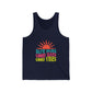 Good Vibes Tank Top — "Blue Skies Good Days" Retro Sun Graphic, Sizes XS–2XL