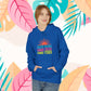 Good Vibes Hoodie — "Blue Skies Good Days" Retro Sun Pullover, Sizes S–5XL