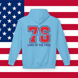 America 1776 Hoodie — '76 Land of the Free Patriotic Pullover, Sizes S–5XL