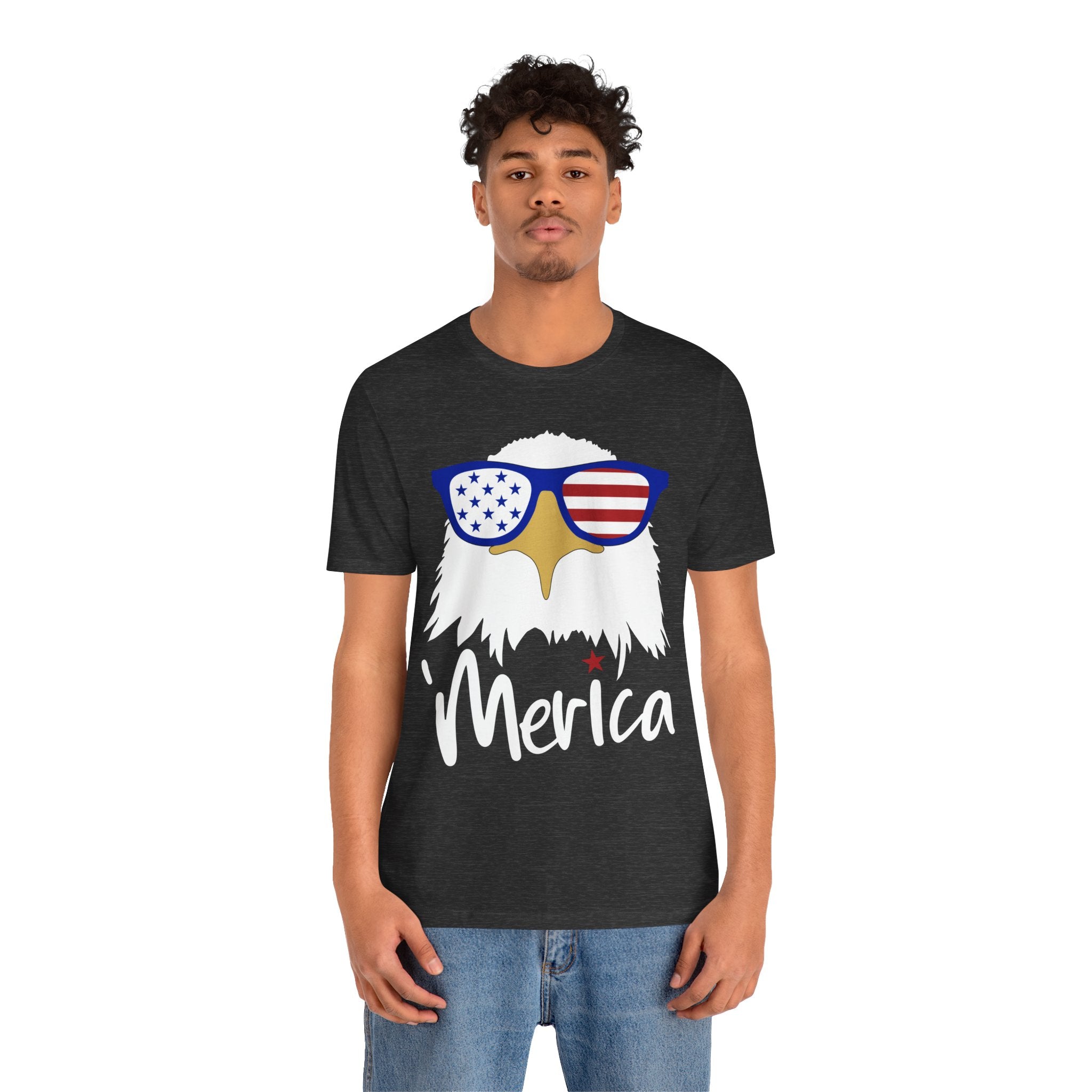 'Merica Eagle T-Shirt – Patriotic Bald Eagle with American Flag Sunglasses