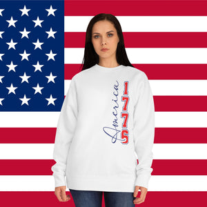 America 1776 Crewneck Sweatshirt — Land of the Free Patriotic Pullover, Sizes S–3XL