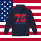 America 1776 Hoodie — '76 Land of the Free Patriotic Pullover, Sizes S–5XL
