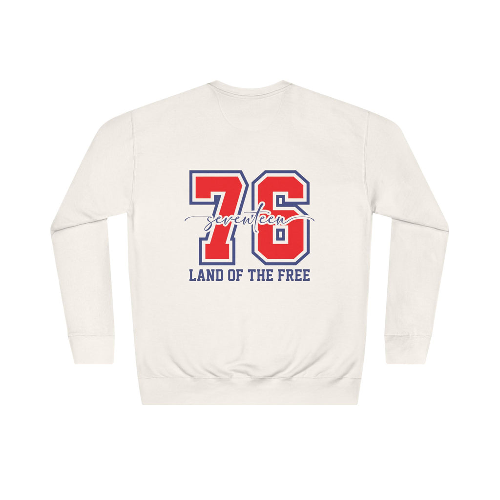 America 1776 Crewneck Sweatshirt – 76 Land of the Free Patriotic Pullover