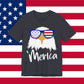 'Merica Eagle T-Shirt — Bald Eagle with American Flag Sunglasses, Sizes XS–3XL