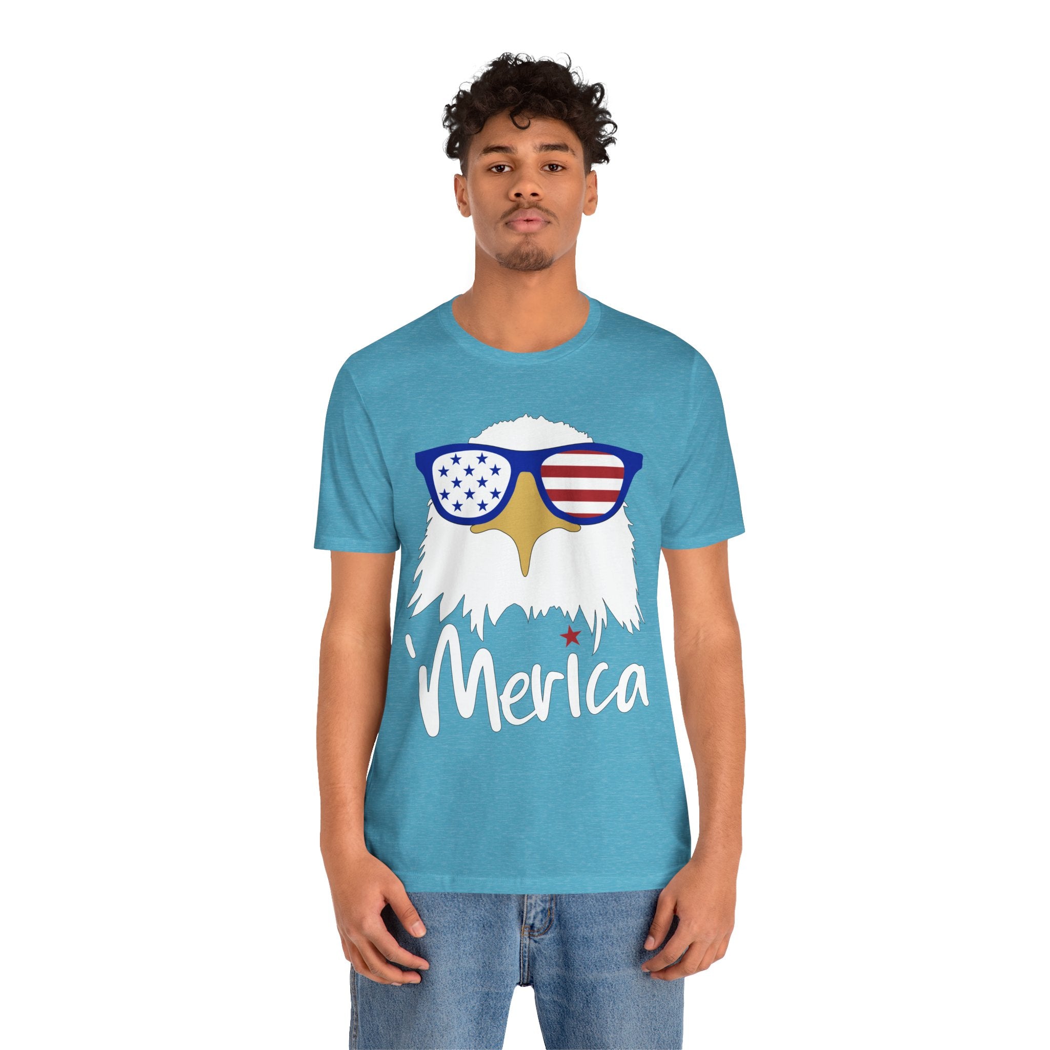 'Merica Eagle T-Shirt – Patriotic Bald Eagle with American Flag Sunglasses