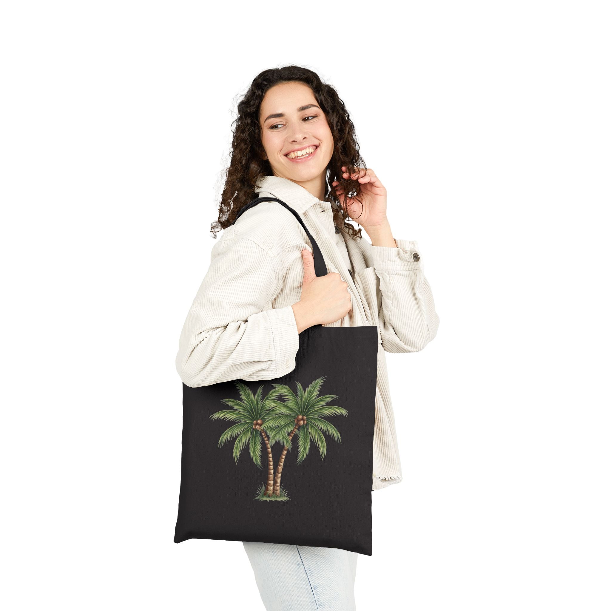 Palm Tree Canvas Tote Bag — Tropical Eco-Friendly Cotton Shopping Bag