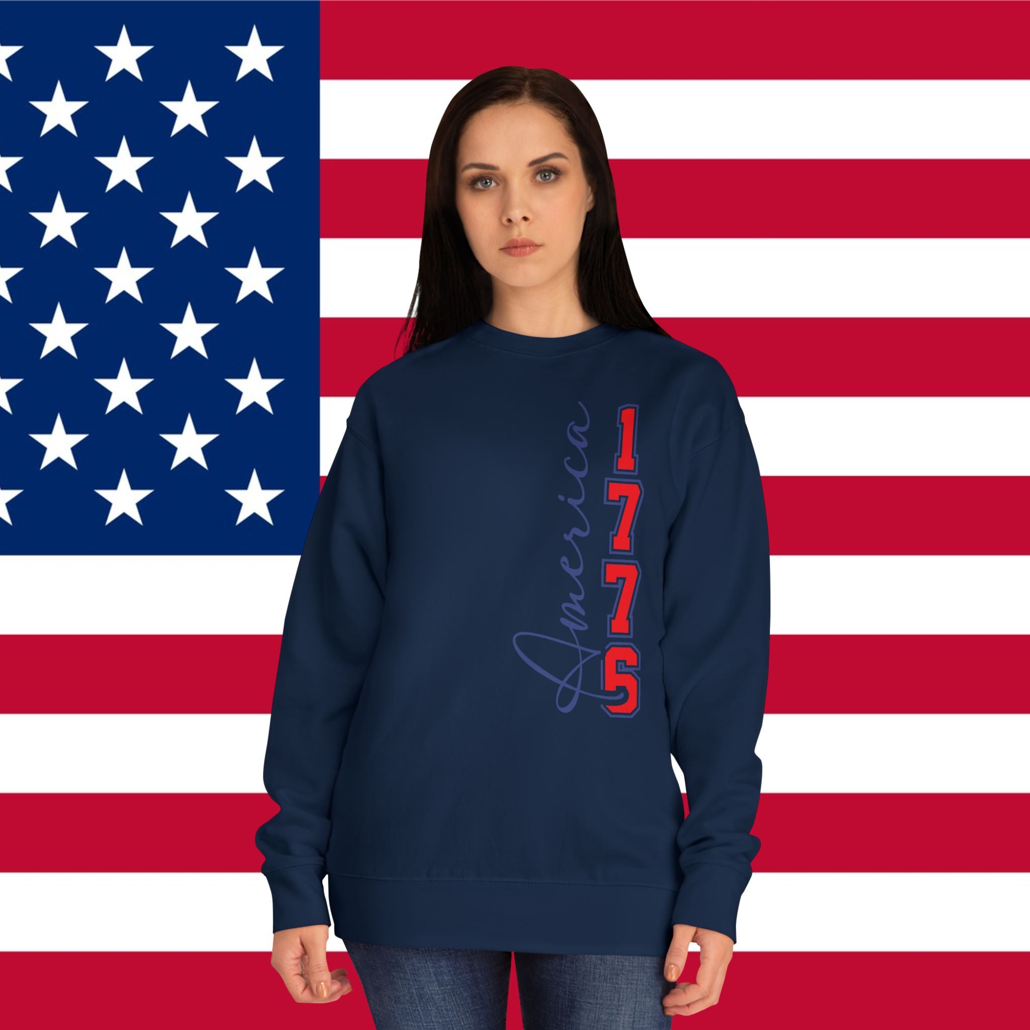 America 1776 Crewneck Sweatshirt – 76 Land of the Free Patriotic Pullover