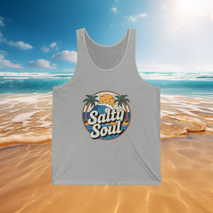 Salty Soul Beach Tank Top — Retro Palm Tree Summer Tank, Sizes XS–2XL