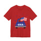 Patriotic USA Tee — Vintage Truck with American Flag & Fireworks, Sizes S–3XL