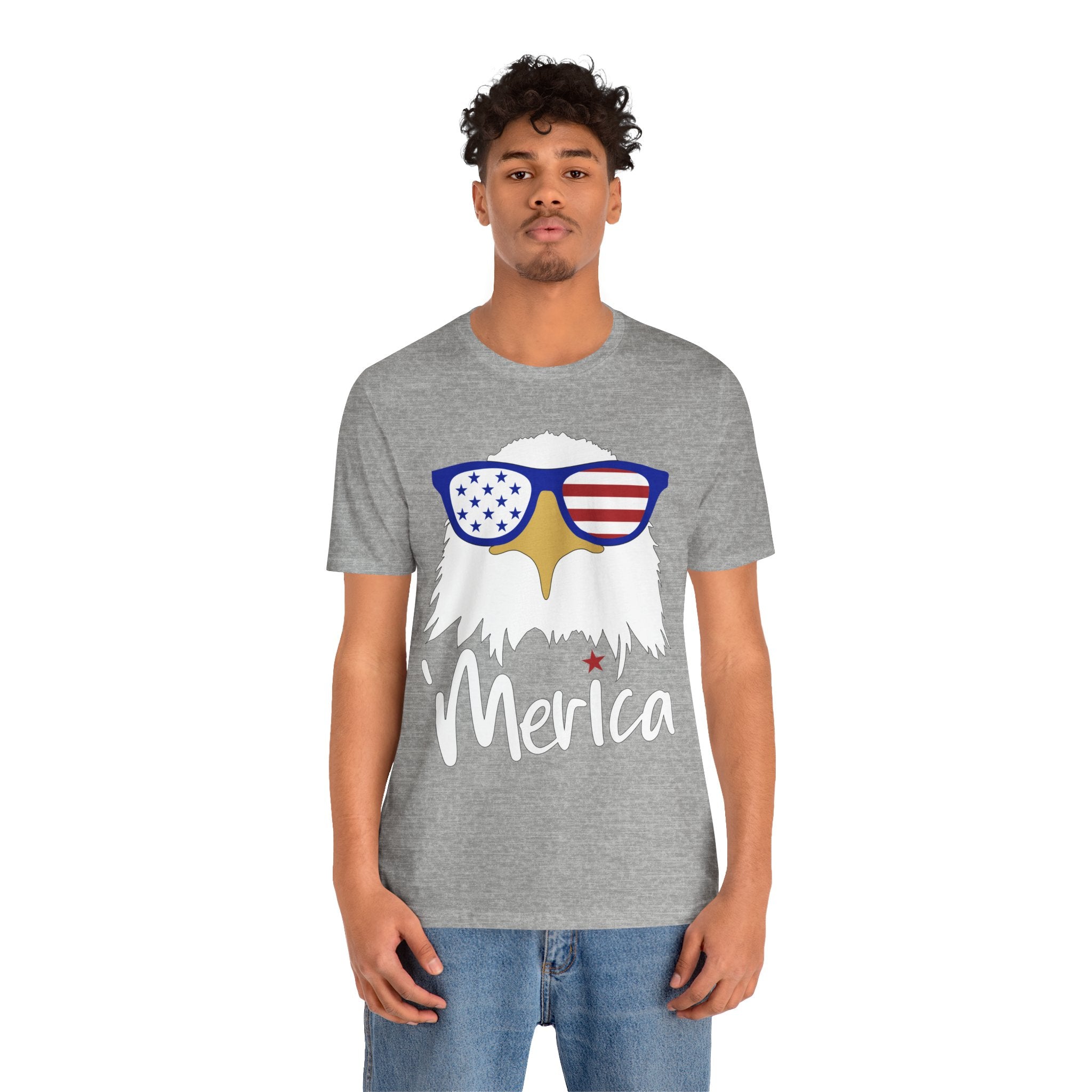 'Merica Eagle T-Shirt – Patriotic Bald Eagle with American Flag Sunglasses